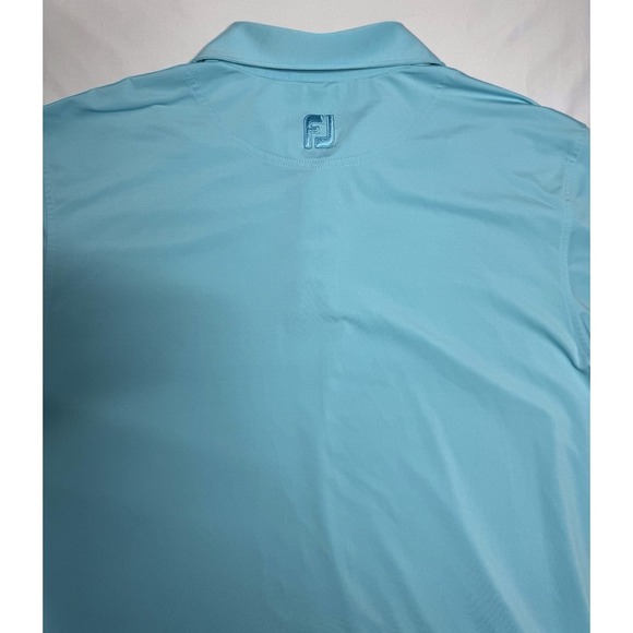 FootJoy Pique Solid Gingham Trim Golf Shirt Sky Blue Men's Size Large - Picture 5 of 7